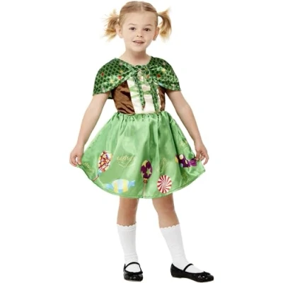 Image of Smiffys Toddler Gretel Costume Dress &amp; Capelet, Girls Fancy Dress, Storybook Character Up Costumes