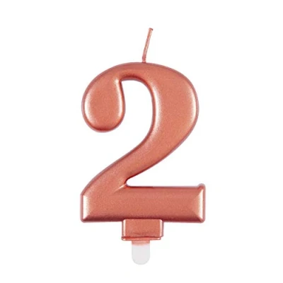 Image of Elegant Metallic Rose Gold Number 2 Birthday Candle Perfect for Parties, Anniversaries &amp; More 1 Pc