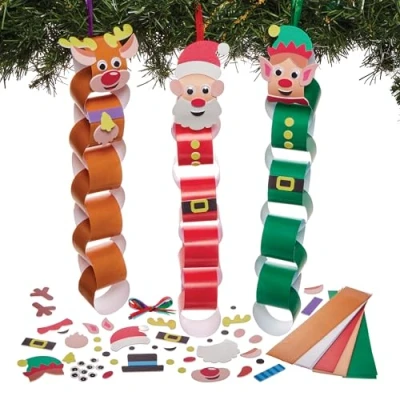 Image of Baker Ross FN344 Christmas Characters Paper Chains Kits Pack of 4, Arts and Crafts for Kids, Decorations