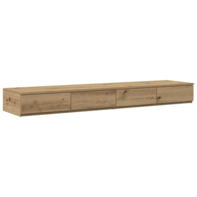 Image of vidaXL Bedside Table Artisan Oak, MDF/Veneer Nightstand with 3 Drawers, Minimalist Wood Side for Bedroom/Living Room 140 cm x 36.5 16.5