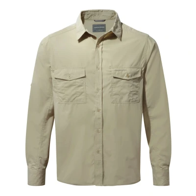 Image of Craghoppers Mens Kiwi Long Sleeved Shirt (Oatmeal Grey) Beige Size 4XL
