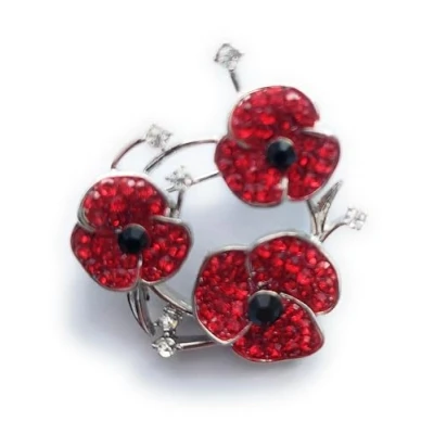 Image of Equilibrium Sparkly Poppy Trio Brooch