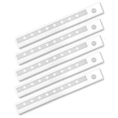 Image of EPOSGEAR Minder 8 LED Stick On Adhesive Motion Activated PIR Cordless Sensor Light Bar Perfect for use in Kitchens, Cupboards, Wardrobes, Closets and Other Low Areas (5 Lights)