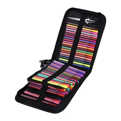 Image of Ausla 120 Slots Pencil Case, Large Canvas Storage Bag with Zipper, Foldable, Portable for Kids Adults
