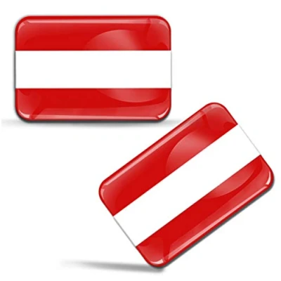 Image of 2 x 3D Domed Silicone Stickers Decals Austria National Austrian Flag Car Motorcycle Helmet F 37