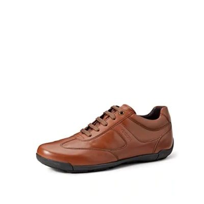 Image of Geox Mens U Edgware Sneakers, Cognac, 10.5 UK