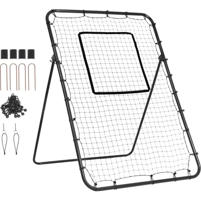 Image of VEVOR Baseball and Softball Rebounder Net, 4 x 6 Feet PitchBack Net for Pitching Fielding Training, Adjustable Angles