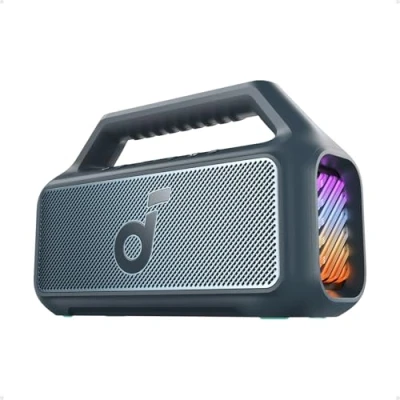 Image of soundcore by Anker, Boom 2 Outdoor Speakers, 80 W, Subwoofer, BassUp 2.0, 24 Hours Battery, IPX7 Waterproof &amp; Floats, LED Light, USB C, EQ, BT 5.3, Mobile Bluetooth Speaker (Refurbished)