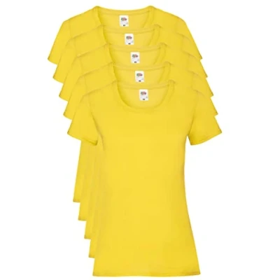 Image of Fruit of the Loom Women Valueweight 5 T Shirt, Yellow (Yellow K2), 18 (Manufacturer Size:2XL/18) pack