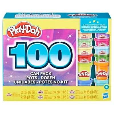Image of Play Doh Wow 100 Bulk Modeling Compound Variety Pack with Cans Including Sparkle, Super Shimmer, Metallic and Confetti for Kids 3 Years Up