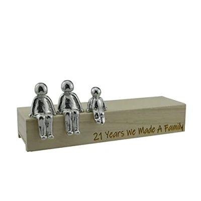 Image of 21st Anniversary Idea 21 Years We Made A Family Metal Ornament Choose Your Combination Box &amp; Woodgrain May Vary(1 Child)