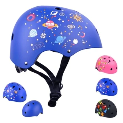 Image of Kids Helmet Adjustable Headband for Bikes, Scooters, Skating, Hoverboarding Suitable Boys &amp; Girls (Galaxy Sky, Small (50 54cm))
