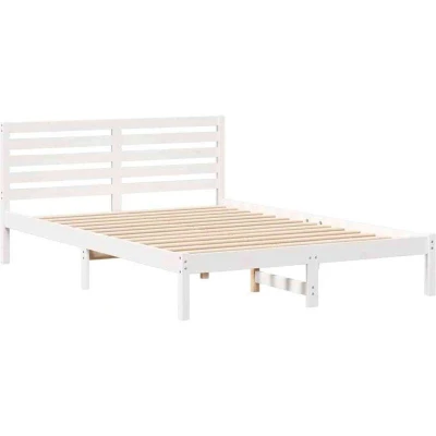 Image of vidaXL with Headboard White 140 x 210 cm Solid pine wood
