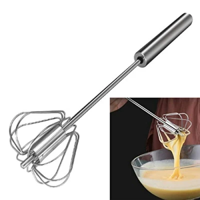 Image of Feeziloe Egg Whisk, Hand Push Whisk Blender, Stainless Steel Beater, Milk Frother, Rotating Mixer Stirrer for Whisking, Beating, Stirring