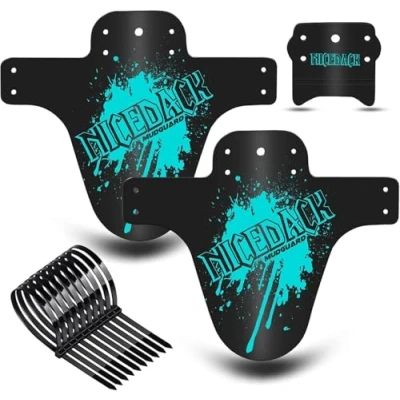 Image of NICEDACK Mud Guard, 2PCS MTB Bicycle Mudguards for 26&quot; 650B 27.5&quot; 29&quot; Mountain Bike Rear and Front Mudguard Fender (Cyan, Matte Surface)