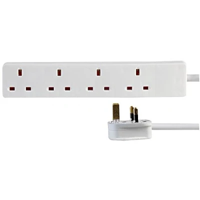 Image of pro elec PL15287 4 gang 1m white extension lead slim