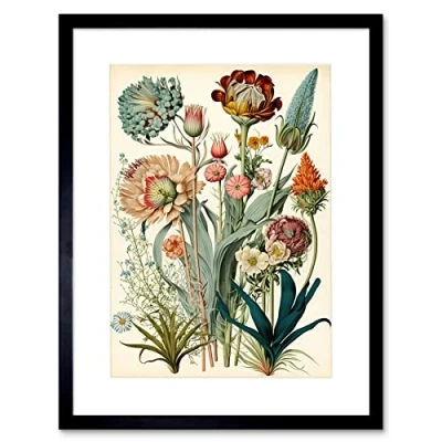 Image of Artery8 Ernst Haeckel Inspired Vintage Botanical Plant Study Modern Watercolour Painting Illustration Artwork Framed Wall Art Print 12X16 Inch