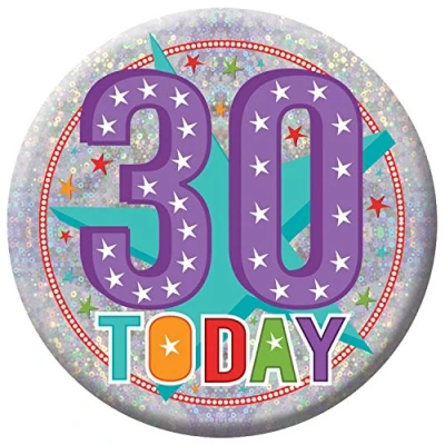 Image of Amscan 9900835 Badge Lge Holog Hapy 30Th Bd