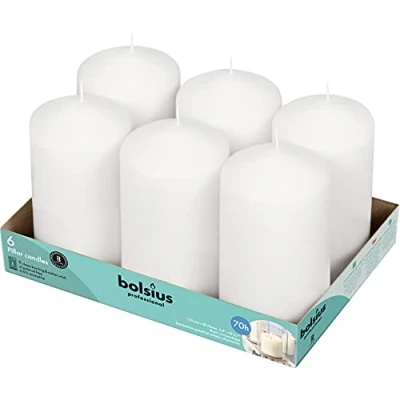 Image of Bolsius Pillar Candles 148x78mm WHITE x6