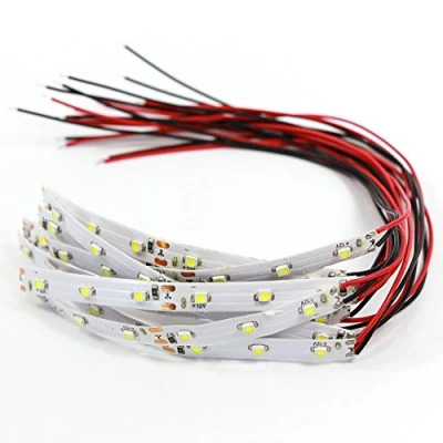 Image of DD07W 5pcs Prewired Bright White Strip LED 3528 SMD Light Self adhesive 12V 18V 10CM for model train layout New