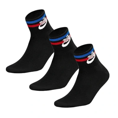 Image of Nike Sportswear Everyday Essential Unisex 3 PACK Socks, Size: Small, Black/white/game royal/university red