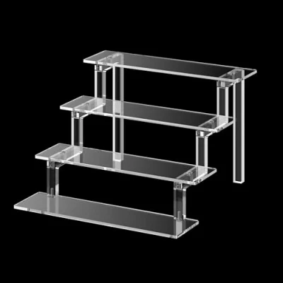 Image of Janaden Perfume Organiser Acrylic Risers Display Stand 4 Tiered Shelf for Pop Figures, Cupcake Dessert Stands Nail Polish Organizer Rack Clear Storage Shelves Small Collectibles