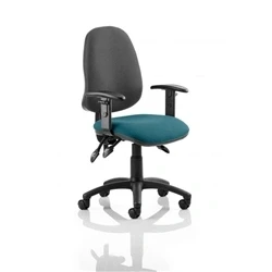 Image of Eclipse Plus III Lever Task Operator Chair Black Back Bespoke Seat with Height Adjustable Arms In Maringa Teal