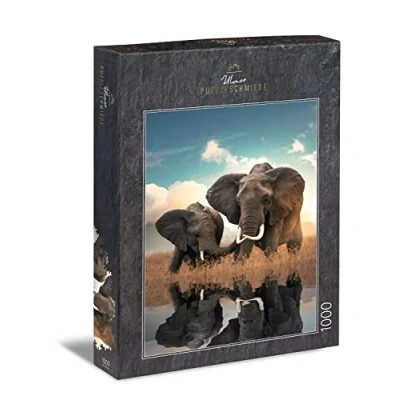 Image of Ulmer Puzzleschmiede 1000 Piece Puzzle &#039;Father &amp; Son&#039; Classic Elephant Motif Made in Germany