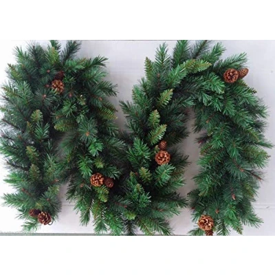 Image of Best Artificial 9ft (2.7m) Colorado Pine Christmas Garland with 16 Cones Indoor Xmas 215 Tips