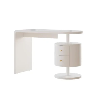 Image of Vicco Desk Lara, White High Gloss, 120 x 50 cm with 2 drawers