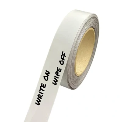 Image of Gloss White Magnetic Easy Wipe Racking Strip 30mm Wide x 0.8mm Thick 10M Long Tape