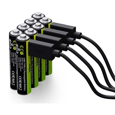 Image of VERICO LoopEnergy AAA 900 Rechargeable USB C Battery 1.5 V mWh (600 mAh) Li Ion, Quick Charge via Connection in Approx. 2 Hours, Pack of 8, AAA, 1 Cable A to 4 x
