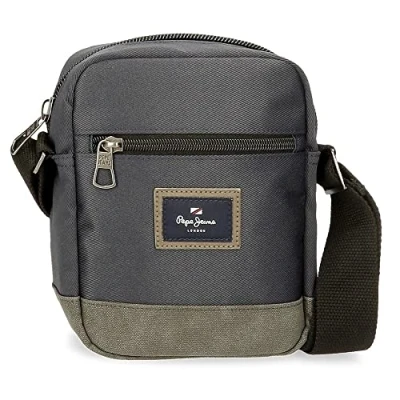 Image of Pepe Jeans Harry Shoulder Bag Gray 15x19.5x6 cm Polyester with Synthetic Leather details