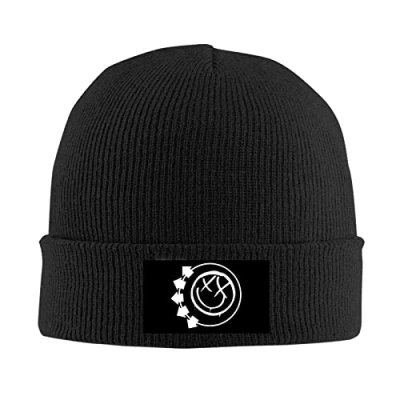 Image of kenwozi Winter Warm Knit Cap Beanie hat Hip hop American Band blink 182 Black
