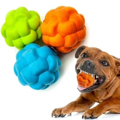 Image of Petopedia 2 X Dog Balls SOLID CORE High Bounce Irregular Shape Virtually Tough Toys Indestructible Interactive for Boredom Strong Rubber dogs Catch (Assorted (Pack of 2))