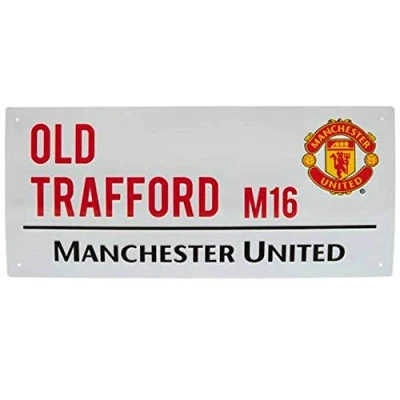 Image of MUFC Official Manchester Utd Stadium Metal Street Sign (40cm x 18cm)