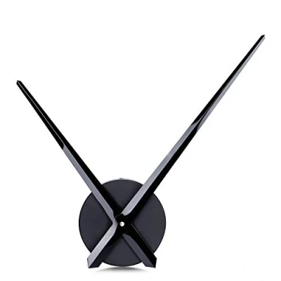 Image of Lafocuse Black Metal Long Hands Wall Clock for Living Room Modern, Large Kitchen Clocks Frameless DIY Silent Movement Mechanism Battery Operated Quartz Decorative Office Bedroom