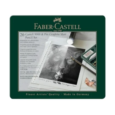 Image of Faber Castell Graphite Pencil Pitt Mat 8pcs. and 9000 in tin