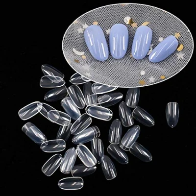 Image of Sethexy Short Oval False Nails 500Pcs 10Sizes Full Cover Acrylic Nail Tips For Art Design (Clear)