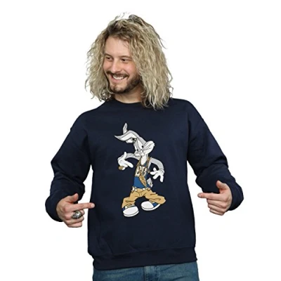 Image of LOONEY TUNES Men&#039;s Bugs Bunny Rapper Sweatshirt XXX Large Navy Blue