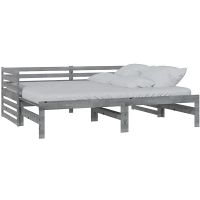 Image of vidaXL Pull out Day Bed without Mattress Grey 2x(90x200)cm