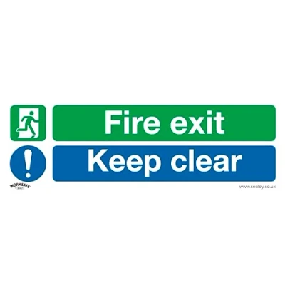 Image of Worksafe Safe Conditions Safety Sign Fire Exit Keep Clear (Large) Self Adhesive Vinyl