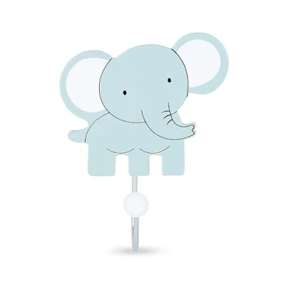 Image of Mousehouse Gifts Grey Elephant Single Wooden Wall Hook Coat for Girls or Boys Nursery Bedroom
