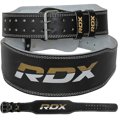 Image of RDX Weight Lifting Belt Gym Fitness, Cowhide Leather, 4 6 Padded Lumbar Back Support, 10 Adjustable Holes, Weightlifting Powerlifting Bodybuilding Deadlift Squat Workout Strength Training, Men Women