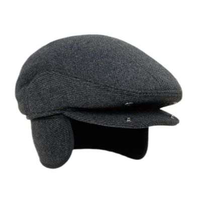 Image of Norsen Men&#039;s Lined Peaked Cap with Ear and Neck Protection, Winter Hat Flaps, Flat Fold Out Cap, Dark Grey, 60, black
