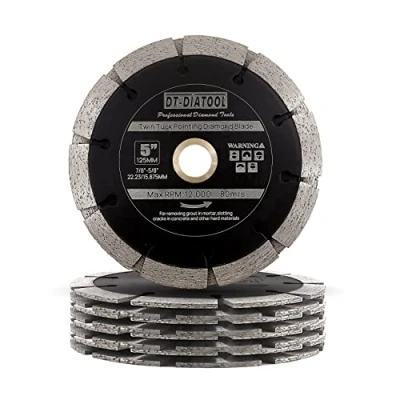 Image of DT DIATOOL Twin Tuck Point Blade 125mm Mortar Raking Dual Diamond 22.23 16mm Arbor for Removal, Grout Concrete Asphalt Surfaces Repair, Masonry Brick Stone Cutting