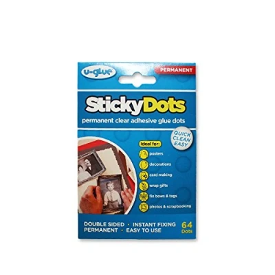 Image of U Glue Sticky Dots Permanent Extra Strength Adhesive Pack of 64 10mm dia 200101