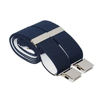 Image of Gents Shop XL Midnight Blue Trouser Braces Heavy Duty Elastic 4 Clips 48 Inch Extra Long (XL Inches Long, Blue)