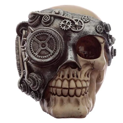 Image of Puckator Steampunk Skull Head Ornament Home Decoration Ornaments Resin Accessories Living Room Human Skeleton Goth Gifts For Men