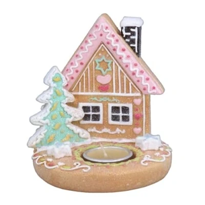 Image of Gisela Graham Resin Gingerbread House Tealight Holder